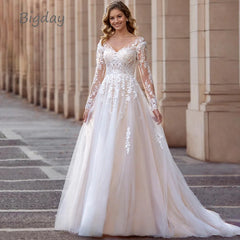 White Bridesmaid Dresses: Wedding Dresses Plus Size Lace Long Sleeve Women