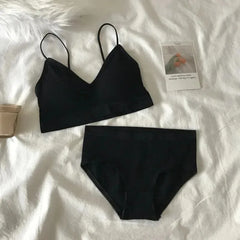 Women's Sports Bra Set Underwear Bra Korean Style Push Up No Steel Ring Bra