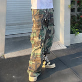 Camouflage Cargo Pants for Men and Women Straight Contrast Color Baggy
