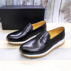 Genuine Leather Men Shoes Slip On Loafers Handmade Comfortable Fashion Casual