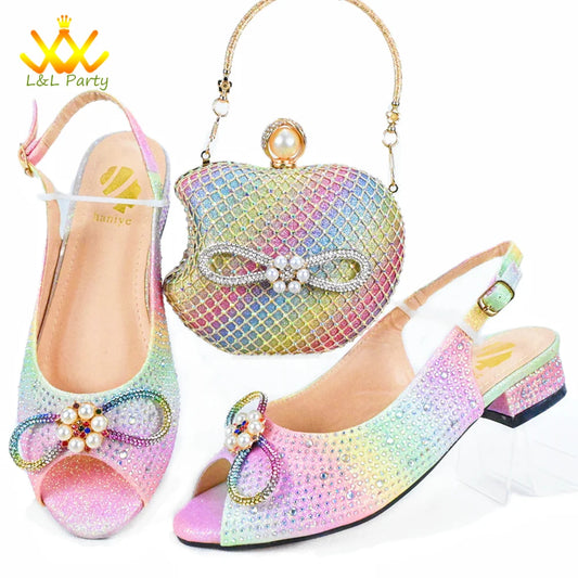 Matching Shoes and Bags: Italian Ladies Shoes Matching Handbag to Match Low Heels
