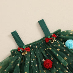 Toddler Baby Girl Christmas Dress Star Sequin Layered Tutu Tulle Dress Girls Cake