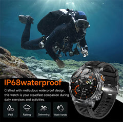 LIGE Military Smart Watch Men 1000mAh Battery Outdoors LED Flashlight Waterproof Heart Rate Sport BT Call 1.7" AMOLED Smartwatch