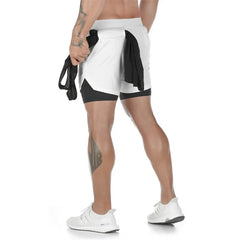 Running Shorts Men 2 In 1 Double-deck Quick Dry GYM Sport Shorts Fitness Jogging