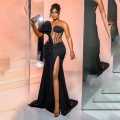 Homecoming Dresses: Evening Dresses Mermaid Satin One Shoulder