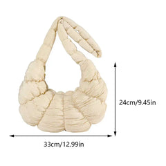 Bag Large Capacity Crescent Bag for Women's Solid Color Puffer Trendy Shoulder Bag