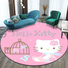 Sanrio Hello Kitty Cute Cartoon HD Printed Round Carpet,Balcony Bedroom Living Entrance