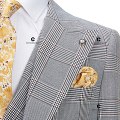 Tuxedo for Mens: Graoom Classic Glen Plaid 3 Piece Vintage Men Suits Winter