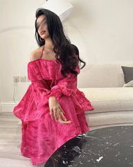 Homecoming Dresses: A-line PartyLayered Flowers Chiffon Occasion Evening Gown