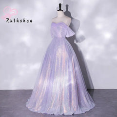 Homecoming Dresses: Prom Dresses Off The Shoulder Light Purple Sequin Ball Gown