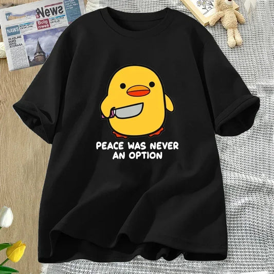 Peace Was Never An Option Cute Animal Tshirt Funny Goose Graphic T Shirts Summer Casual Short Sleeve Tops Women Clothing