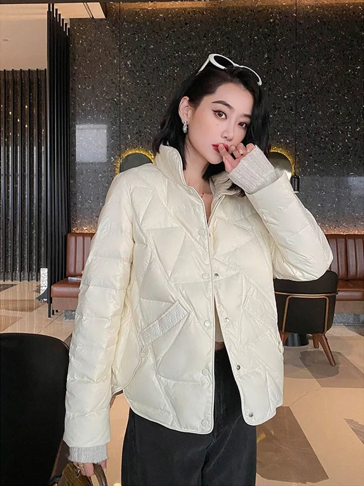 Fashion Women Puffer Jackets Ultra Light Duck Down Cotton Jacket