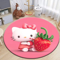 Sanrio Hello Kitty Cute Cartoon HD Printed Round Carpet,Balcony Bedroom Living Entrance