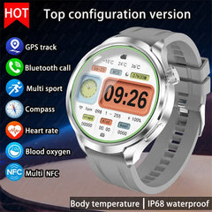 BOXUXING 1.85-inch Smart Watch Men Sport Waterproof Fitness Heart Rate Watches Compass GPS Track NFC Bluetooth Call Smartwatch
