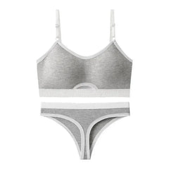 Seamless Bras Sports Bra And Panties Set Women Hollow Out Cotton Underwear