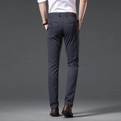 Plaid Casual Business Trousers Men Fashion Stretch Suit Brand Straight Slim Korea