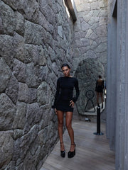 Formal attire Dresses: Long Sleeve Tight Dress For Women Backless Bodycon Mini Dress