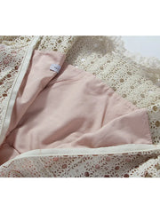 Formal attire Dresses: Women Hollow Out Dress Full Sleeves Patchwork Single Buttons