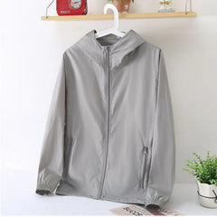 Sunscreen Clothing Men Women UV Resistant Short Solid Print Zipper Pockets