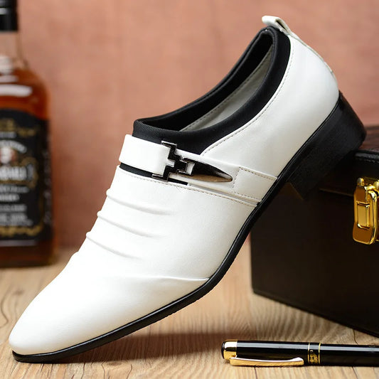 Classic Men Dress Shoes Slip on PU Leather Shoes for Men Plus Size Point