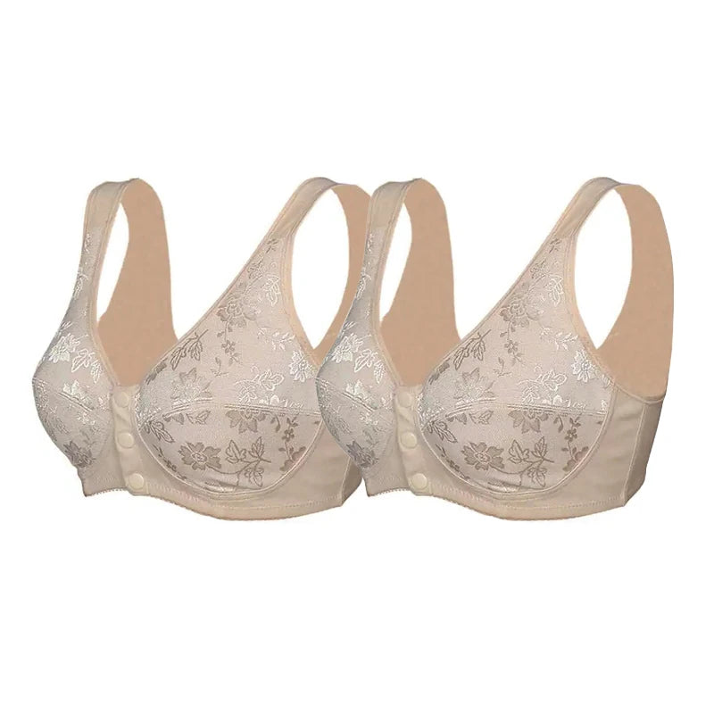Bra Large Size Brassiere Mother's Cotton Wireless Bras Anti-sagging Gathered