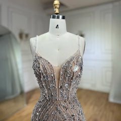 Homecoming Dresses: Spaghetti with split Strap Beaded Evening Dresses
