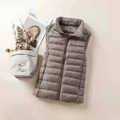 Down Jacket Women Sleeveless Ultra Light Down Vests Slim Jacket Girl Gilet Lightweight