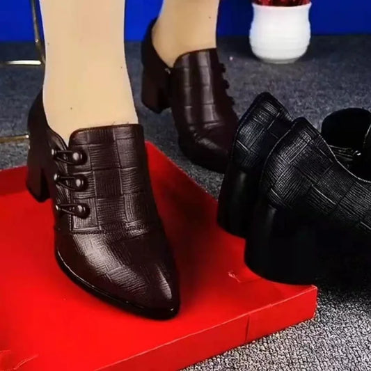 Shoes for Women Women's Heels Soft Leather Fashion Double Breasted