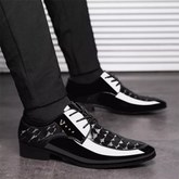 Men Shoes Formal Dress Shoe Black Patent Leather Shoes Men Lace Up Point Toe