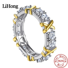 925 Sterling Silver Ring Interlaced With Aaa Zircon Crystal Ring