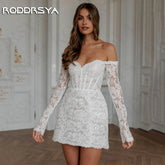 White Bridesmaid Dresses: Wedding Dress vestidos de novias Mini Boho Long Sleeves