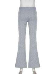 Basic Solid Flare Pants Y2K Slim Low-Waisted Boot Cut Pants