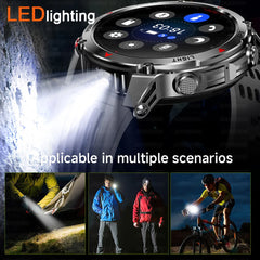 Outdoor Military Smart Watch Men Built-in GPS 1.46" AMOLED Compass Altimeter BT Call 3ATM Waterproof Clock LED Sports Smartwatch