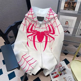 Hip Hop Men Hoodie Flocked Spider Hooded Coat Spring Autumn Gothic Style