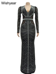 Evening Dresses: Luxury Formal Occasion Diamonds Rhinestones Deep V-neck