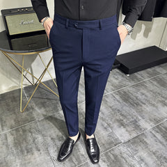 Summer Ankle Length Business Dress Pants Men Casual Office Social Suit Pant