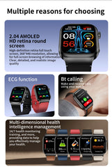 2025 New Five organ examination Health Care Smart Watch Men ECG+PPG Uric Acid Blood Fat Bluetooth Call Sports tracker Smartwatch