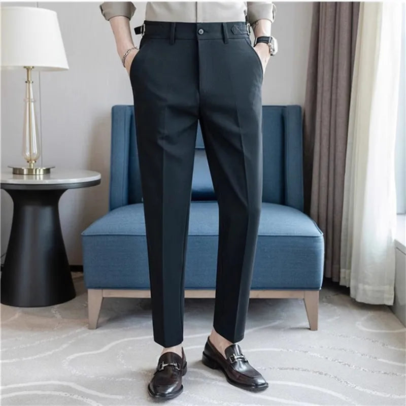 Suit Pants Men Fashion Smart Casual Suit Trousers Slim Fit Wedding Party Formal Dress Mens