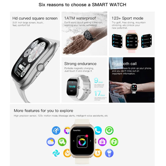 2025 New Smart Watch Women Heart Rate Health Monitoring Voice Assistant BT Calling IP68 Waterproof Sports Smartwatch Men