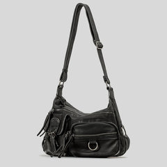 Vintage Multiple Pockets Women Shoulder Bags Luxury Washed Pu Leather