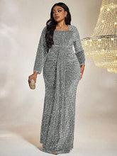 Women Plus Size Maxi Dresses Luxury Heavy Sequined Evening Gown