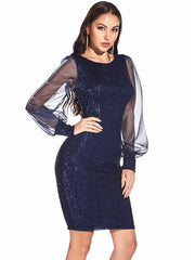 Homecoming Dresses: Long sleeve Sequin summer dress women club Party dresses