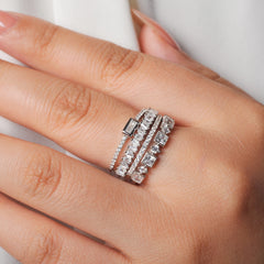 4 Pcs 925 Sterling Silver Wedding Band Solitaire Eternity Stacking Rings for Women
