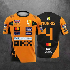 Lando Norris NO.4 2025 new racing style short sleeved T-shirt, extreme sports racing suit, breathable short sleeved sportswear