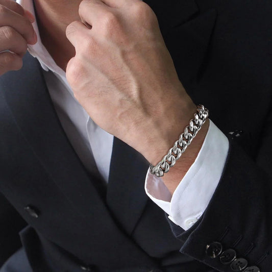 Vnox 18cm/20cm/22cm Stainless Steel Bold Cuban Bracelets for Men Women,6mm/8mm/10mm/12mm Width Miami Curb Links Wristband Gift