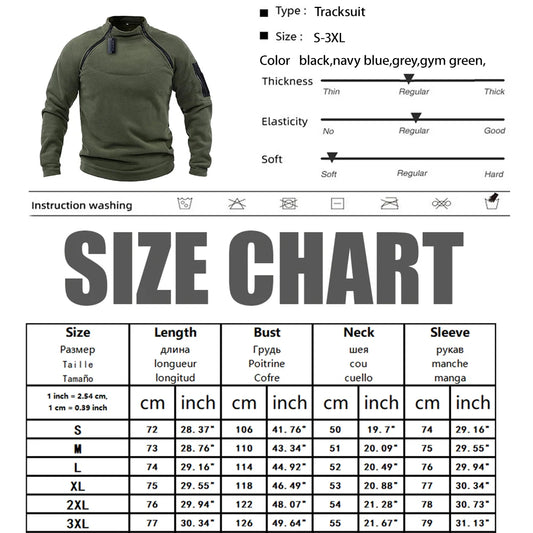 US Men's Tactical Outdoor Jacket Hunting Clothes Warm Zippers Fleece Pullover Man