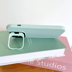 Kickstand Phone Case for iPhone 15 Pro Max 16 Pro Solid Color Matte TPU Funda Lens Protector Cover for iPhone 16 15 14 13 12 11