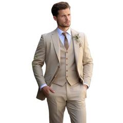 3 Piece Tuxedo Wedding Suits for Men Bespoke Groom Wear Formal Fashion Men