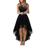 Lady Evening Gowns Dress Plus Size Formal Occas Lace Sleeveless Dress Elegant Solid