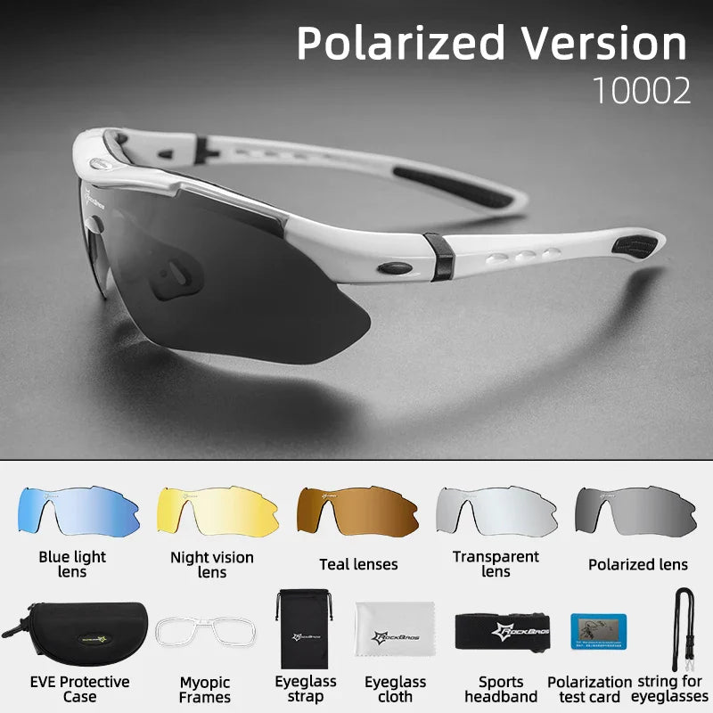 ROCKBROS Cycling Polarized glasses Bike Sunglasses Outdoor Sports Sunglasses MTB PC Goggles Eyewear 5/3 Lens Bicycle Accessory